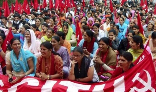 Women Workers at a rally