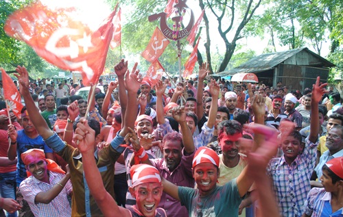 Celebrations after victory in Siliguri Polls